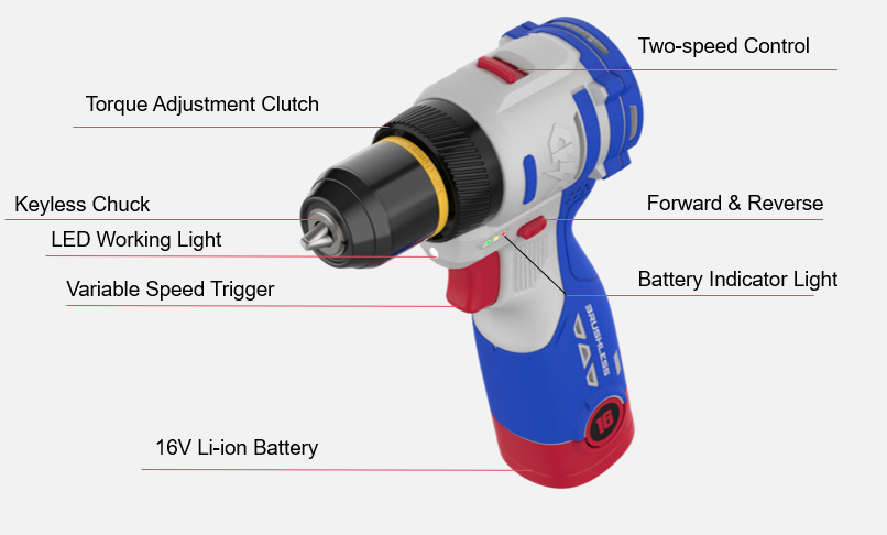 DC 16V Lithium Brushless Drill