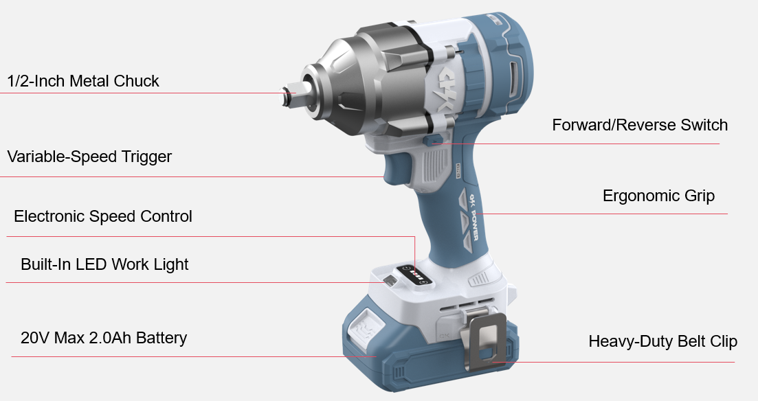 DC 20V Lithium Brushless Impact Wrench - Medium